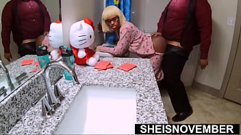 Preview 1 of Braless Handjob - My Step Daughter Creampie In Her Bathroom,  Sheisnovember Lashawn Mosley Fertile Wet Pussy Cumshot HD While Fucking BBC Cowgirl With No Condom,  On Bathroom Toilet In Her Pajamas Dripping Semen,  Big Tits And Nipples Bouncing by Msnovember