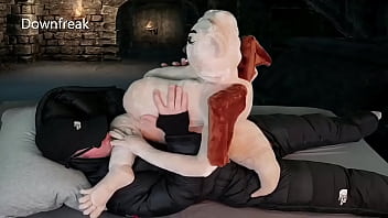 Preview 2 of Porn Xnxx India - Plush Sex Doll Fantasy With Down Suit in the Crypt. Huge Tits Monster Succubus!