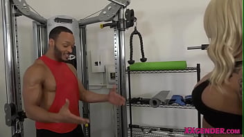 Preview 1 of Anchor Darlene Hill Huge Tits - Shemale titfucks and rides dick