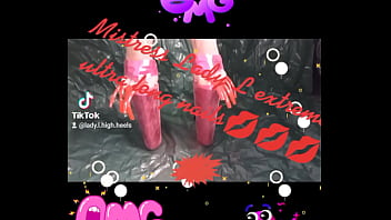 Preview 1 of 1gb Sex Hd - Mistress Lady L ultra extreme long nails and ultra extreme pink mules 14 inch/35cm(video short version)