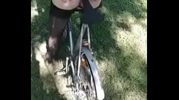 Preview 1 of Hotel Balcony Nude Dare - Anal Bicycle Ride