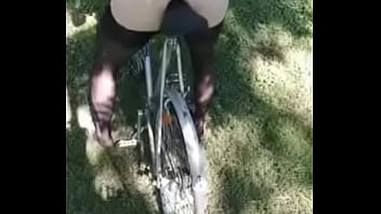 Preview 4 of Hotel Balcony Nude Dare - Anal Bicycle Ride