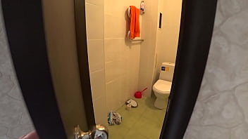 Preview 1 of Mom Bath Infront Boy - Anal games with a strapon of two mature chubby lesbians And shaking a big soapy booty doggystyle Home fetish and hairy asshole