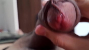 Preview 4 of Lesbian Bdsm Strangle - Leaking precum,  slowly stroking my uncircumcised cock,  extreme closeup. October 8,  2024.