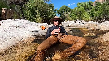 Preview 4 of Afghan Cuties Porn - Pissing on myself and cooling off in a river after a hot day of field work