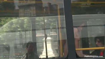 Preview 2 of Jilbab Pussu - Gagged brunette fucked in public bus