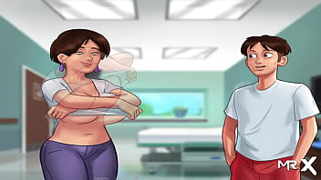 Preview 2 of Creampie Thaisp - SummertimeSaga - Nurse plays with cock then takes it in her mouth E3 #14