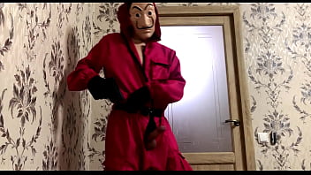 Preview 3 of Delta Vhite - The robber from the &quot_PAPER HOUSE&quot_ found a worker and cums on his face / Dirty Russian conversations / La Casa De Papel