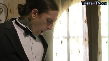 Preview 3 of Jap Bears - Trans bride sucking husband before trio fucking with gf