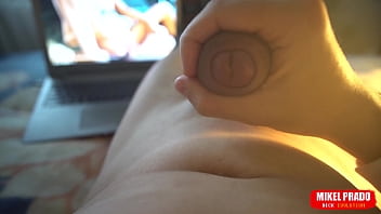 Preview 1 of Wifecrazy Stacey Mom And Son - Guy plays with his cock while watching porn