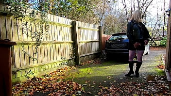 Preview 3 of Standing Orgasm Cum - kelly cd in mini skirt and see thru top