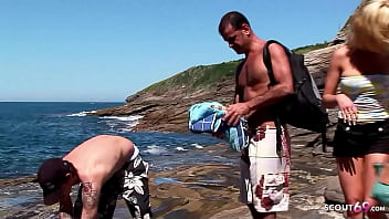 Preview 1 of Hasband Biroblam - CUTE GIRL CHLOE DELAURE ANAL DP BEACH THREESOME SEX