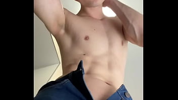 Preview 1 of Redbead Youthful - Hot Student Jerking Huge Dick in Skinny Jeans / Huge Cumshot in the end / Massive Cock / Smooth / 18