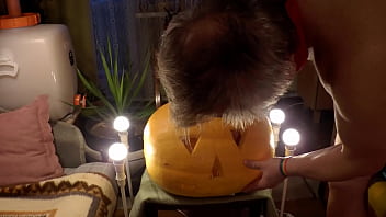 Preview 1 of Xxx Vdioe Sex - Halloween pumpkin altar making &amp_ anal BB FF fucking