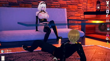 Preview 3 of Train Lesbains - 【性格意識が高くて自信家】 AI〇女プレイ動画(金髪爆乳チャイナドレス美人編)無人島生活系リアル3DCGエロゲーム【ヘンタイゲーム】
