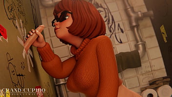 Preview 4 of Free Teen Sex Vedeo - Velma Gloryhole Bathroom blowjob cum Scooby Doo