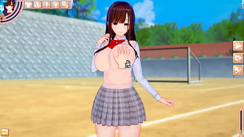 Preview 1 of Rial Wife Sister Sex Vidio - 【エロゲーコイカツ！】茶髪ロング爆乳jk「千鶴」ちゃんとおっぱい揉みまくりセックス３DCGエロアニメ動画