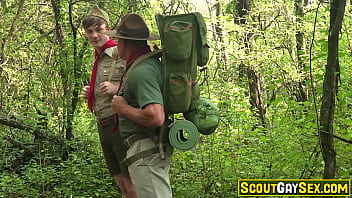 Preview 1 of Sunnyleone Sexporn - Old body builder scoutmaster Tyler Saint anal fucks scout boy Cole Blue in the nature! The sun is shining as the two scouts breed like animals!
