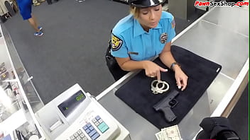 Preview 2 of Cheating Father Duaghter - Latina pawnshop cop sucking pov dick and fucked from behind