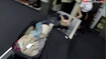 Preview 2 of Rihanna Lesbian - Latina pawner amateur sucking manager in air hostess uniform
