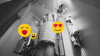 Preview 2 of Caton Bf - Hidden camera spying on a blonde with a juicy PAWG in a fitting room in a public store Amateur fetish