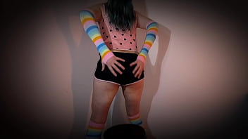 Preview 1 of Sex In A Sleeper Bus Private - Sexy femboy slowly undressing and riding dildo
