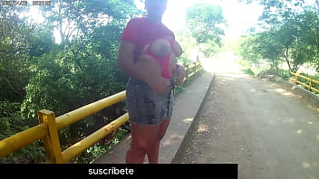 Preview 1 of Erick Diaz - Outdoor public exhibitionism. Total Nudity. Flor Maria horny girl showing natural tits,  big ass and wet pussy in the street publishes to strangers while her records her for XVIDEOS RED