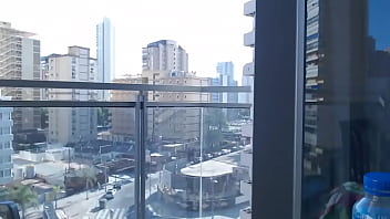 Preview 2 of Romantic Dream Girl - Hot gamer girl clothed flashing in balcony outdoor