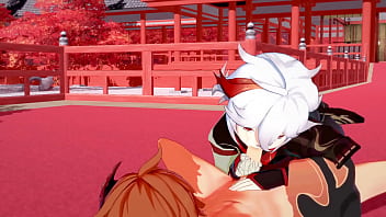 Preview 4 of Deep Tube Belly - Genshin Impact Yaoi - Kazuha masturbates and sucks Tartaglia&#039_s cock until he cums twice - Japanese Asian Manga Anime Game Porn Gay