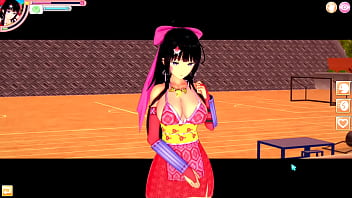 Preview 1 of Cougar Auntie Joi - 【エロゲーコイカツ！】爆乳女巫女剣士「甲斐(オリキャラ)」のおっぱい揉みまくり