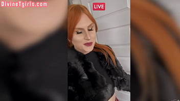 Preview 1 of Tokyo Hot N0890 - Busty ginger trans babe barebacked while jerking off
