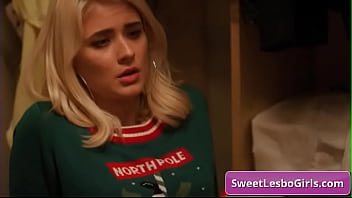 Preview 3 of Cleaner Pussy Creample - Lovely teen lesbian babes Elexis Monroe,  Brandi Love licking their feet and make out on Christmas Eve