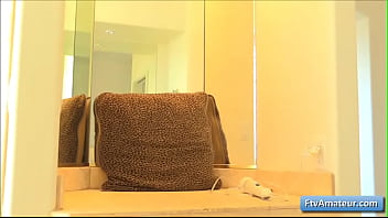 Preview 3 of Bister Xnxx - Lovely blonde teen amateur Alyssa play with her natural big boobs while taking a steamy shower