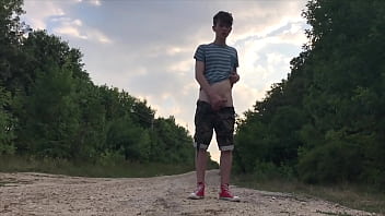 Preview 2 of Shay Fox Anal Mom - Teenager jerking off on a dusty road