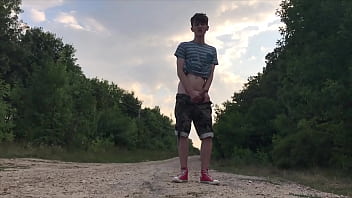Preview 3 of Shay Fox Anal Mom - Teenager jerking off on a dusty road