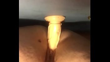 Preview 2 of Slag Tattoo Chav Anal - Solo play riding dildo on the wall
