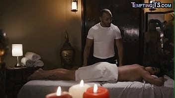 Preview 1 of Calvin Klein Underwear - Busty trans beauty sucking masseur before cockriding