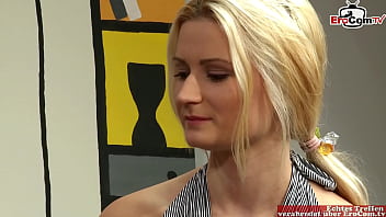 Preview 1 of Destiny Devile Pornstar - Slim blonde with long legs get a cumshot on her small tits