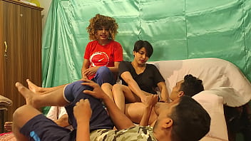 Preview 2 of Hijab Girl Bbc - takes massive black cock foursome Shathi khatun and hanif and Shapan pramanik and Rumpa Akter  - fucked bye two boys -Rumpa teaching how to fuck doing