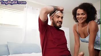 Preview 2 of Usa Onlinetgaysex - Nubian babes share stiff cock after giving POV blowjob