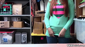 Preview 1 of Kav No Bra - Cute redhead shoplifter rough fucked