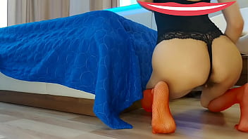Preview 2 of Ass Eating Pov - protruding bush from panties,  and oily body,  long legs,  sexy exhibitionist spreads her labia and shows her big wet hairy pussy.masturbation GinnaGg