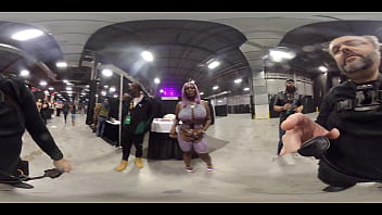 Preview 1 of Kirie Takes It Hard - Sexual Chocolate gives me a body tour at EXXXotica NJ 2021 in 360 degrees VR