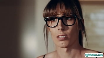 Preview 1 of Brezzers Blacked Sex - Tgirl Melanie Brooks barebacks tbabe stepdaughter Izzy Wilde