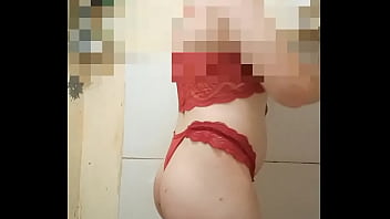 Preview 2 of Telugu Xnxnx Video S - Viadinho com conjunto vermelho,  calcinha socada na bunda
