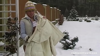 Preview 4 of Family Group Srx - Masturbating naked in the snow (Remastered)