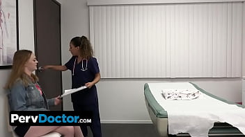 Preview 1 of 3men 1girl - PervDoctor - Curvy Teen Needs Special Treatment And Lets Her Doctor And Nurse To Take Care Of Her