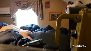 Preview 3 of Female On Cams - Can&#039_t Resist This Puffy Comforter. Bed Humping Feels So Good!