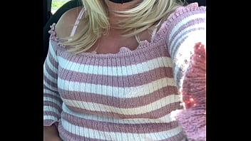 Preview 1 of All Indian Faking - kelly cd on a carpark in pink jumper dress and nude pantyhose