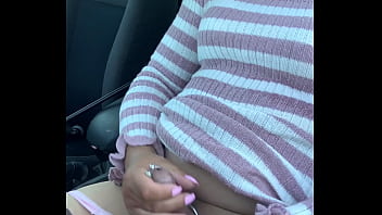 Preview 4 of All Indian Faking - kelly cd on a carpark in pink jumper dress and nude pantyhose
